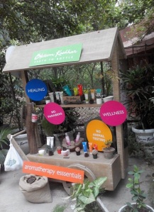 Aroma Magic kiosk outside their spa in Hauz Khas Village, New Delhi